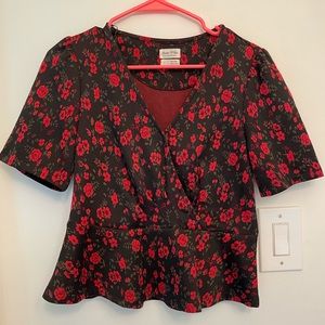 Anthropologie Floral Peplum Top